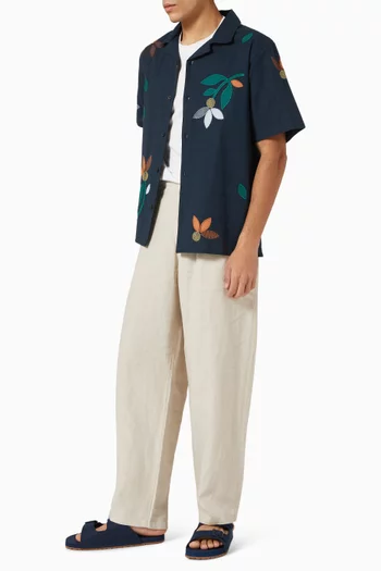 Didcot Bloom Applique Shirt in Cotton & Linen