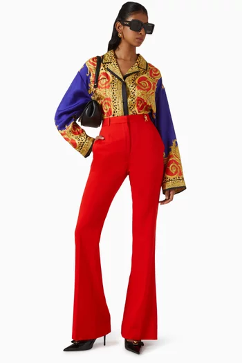 بنطال بخصر مرتفع صوف وغابردين