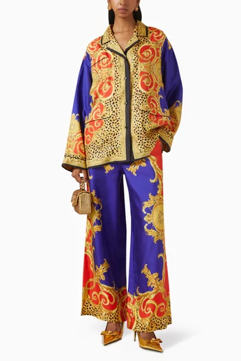 قميص بنقشة جلد الفهد وباروكية حرير تويل