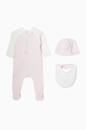 3-piece Logo Sleepsuit Set in Cotton