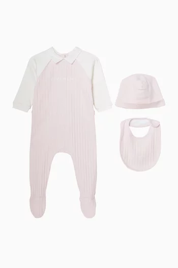 3-piece Logo Sleepsuit Set in Cotton