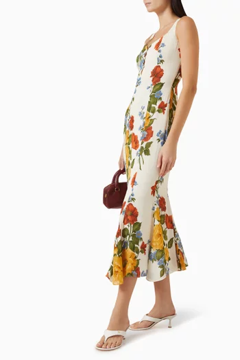 Laine Paisley-print Midi Dress in Georgette