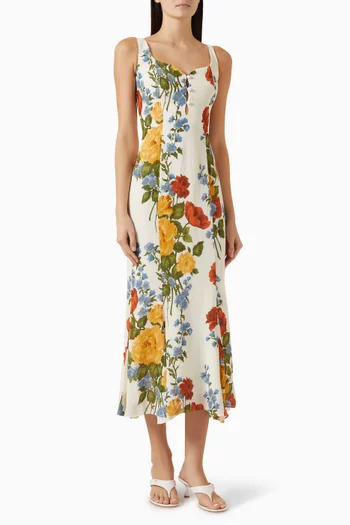 Laine Paisley-print Midi Dress in Georgette