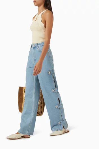 Pouzos Buttoned Tab Jeans in Denim