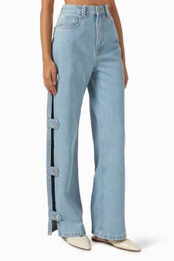 Pouzos Buttoned Tab Jeans in Denim