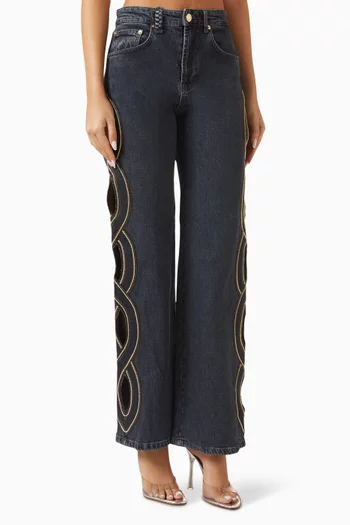 Poujas Braided-loop Jeans in Denim