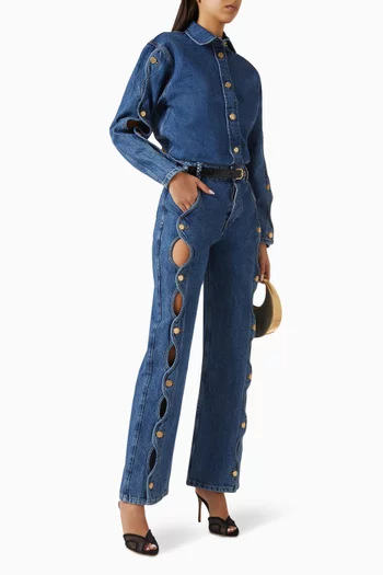 Peron Cut-out Jeans in Denim