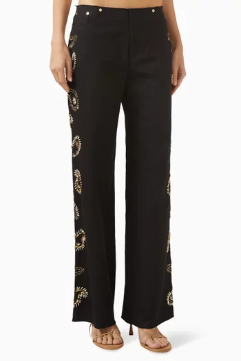 بنطال بيزلينو مزين بتطريزات قنب قطني