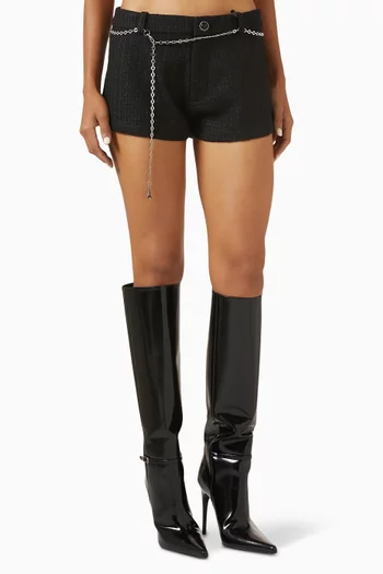 Belted Shorts in Tweed