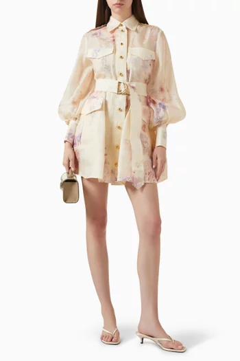 Hypnotic Utility Mini Dress in Linen Blend