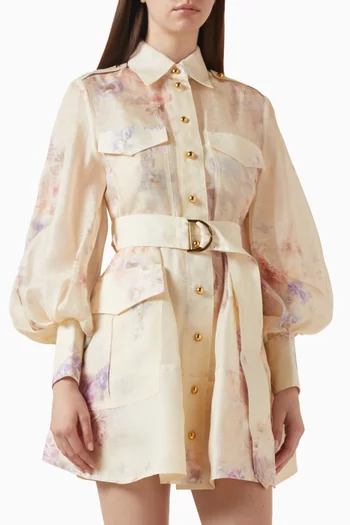 Hypnotic Utility Mini Dress in Linen Blend
