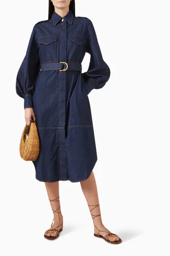Cargo Midi Dress in Denim