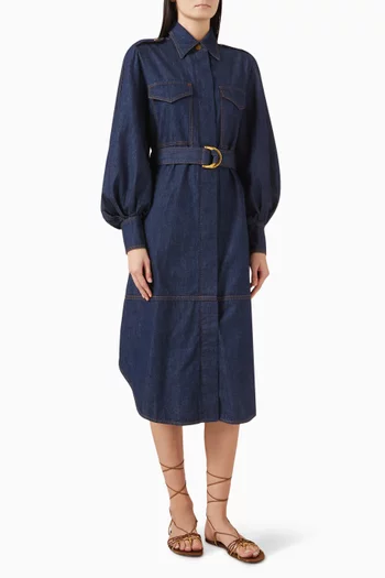 Cargo Midi Dress in Denim
