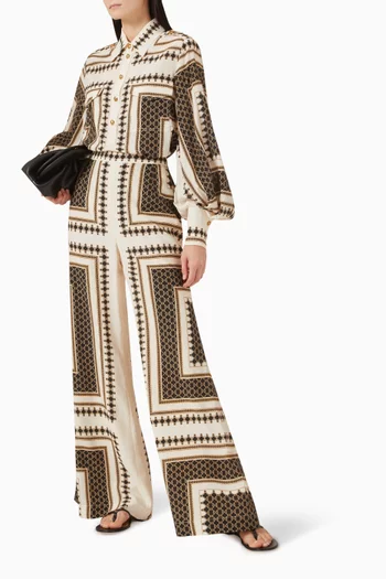 Printed Wide-leg Pants