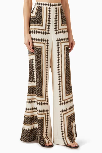 Printed Wide-leg Pants