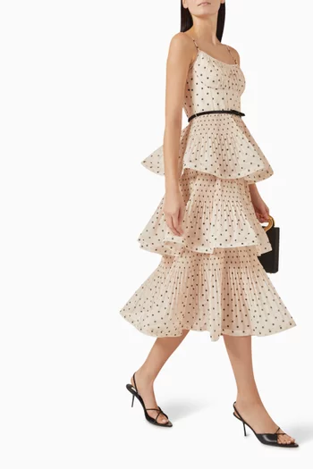 Pleated Tiered Midi Dress