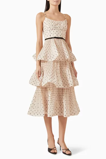 Pleated Tiered Midi Dress