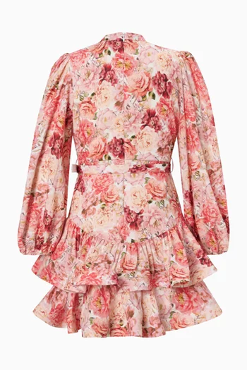 Amelia Sleeve Mini Dress in Linen & Silk