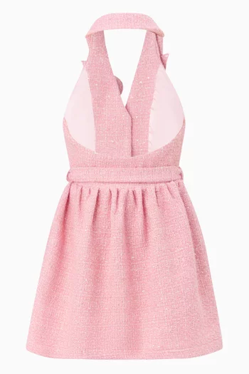 فستان قصير اوديليا  بأربطة حول الرقبة تويد 