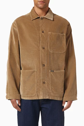 قميص بجيب خارجي قماش قطن مخملي مضلع