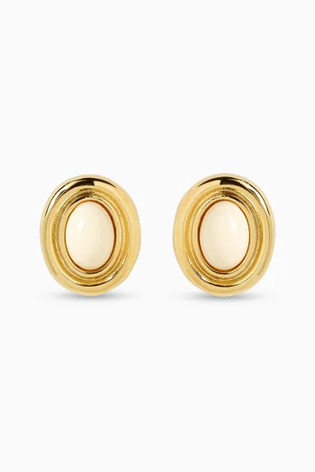 Prize Earrings in Gold-Plated Metal with Cream Enamel