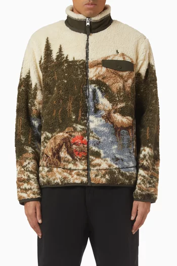 جاكيت فضفاض مزين بطبعة صوف