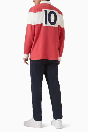 تي شيرت راجبي بقصة كلاسيكية ومطرز بشعار الماركة قطن وجيرسيه