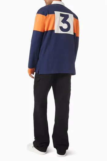 تي شيرت راجبي بقصة كلاسيكية ومطرز بشعار الماركة قطن وجيرسيه