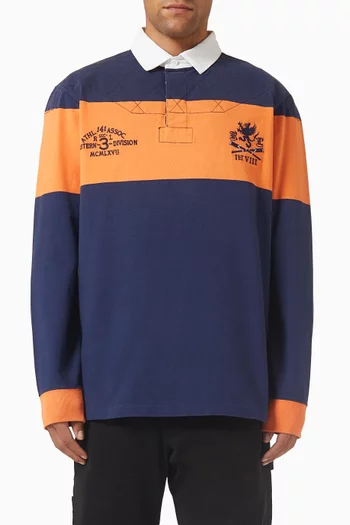 تي شيرت راجبي بقصة كلاسيكية ومطرز بشعار الماركة قطن وجيرسيه