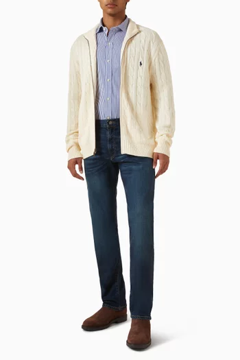 سترة بأكمام طويلة منسوج بغرزة الضفيرة 