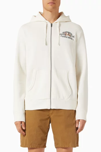 Embroidered Zip Hoodie in Cotton Blend