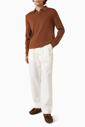 Long-Sleeve Polo Shirt in Merino Wool