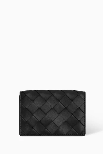 Business Card Case in Intrecciato Leather