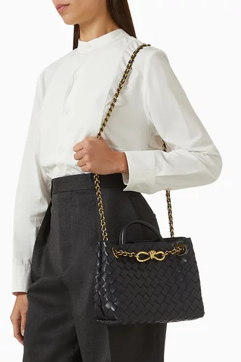 Small Andiamo Chain Top-handle Bag in Intrecciato Leather