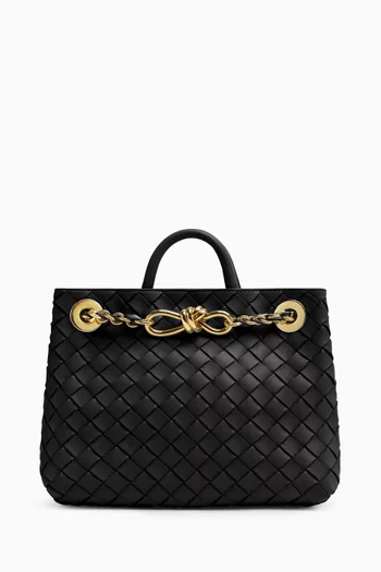 Small Andiamo Chain Top-handle Bag in Intrecciato Leather