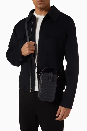 Getaway Phone Pouch in Intrecciato Leather