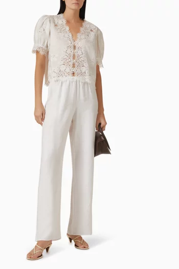 Idella Embroidered  Top in Ramie