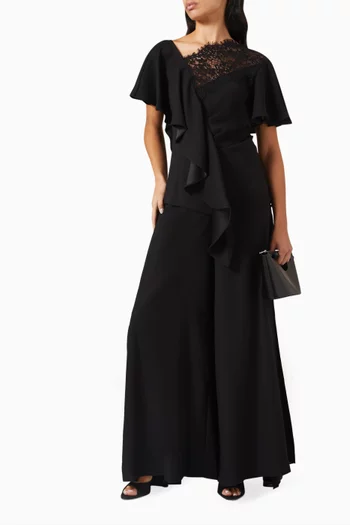 Lace-trim Ruffle Blouse