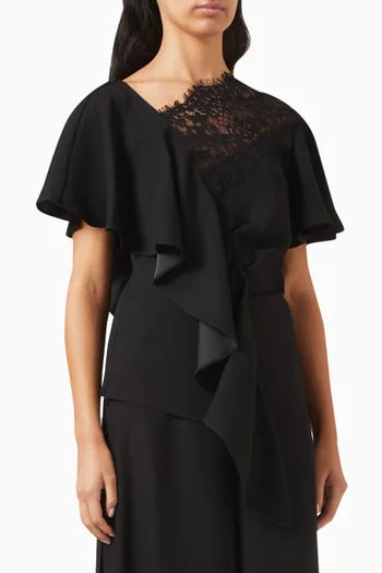 Lace-trim Ruffle Blouse