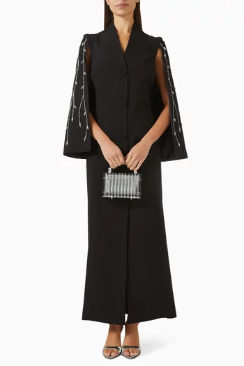 فستان سهرة بكاب مطرز بالكريستال