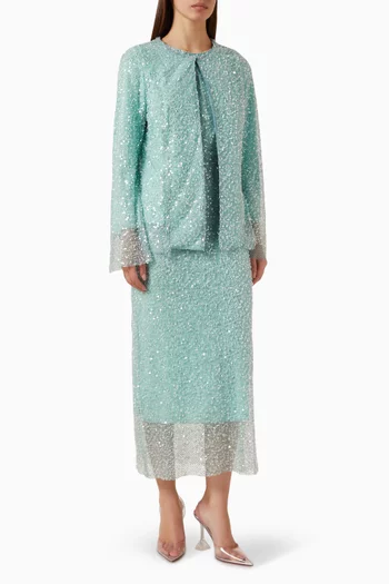 Sequin-embellished Dress & Jacket Set