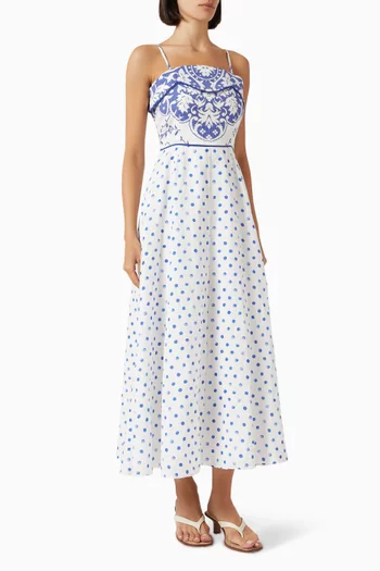 Hattie Printed Dress in Linen Blend