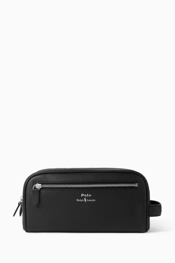 Logo Toiletry Bag in Leather