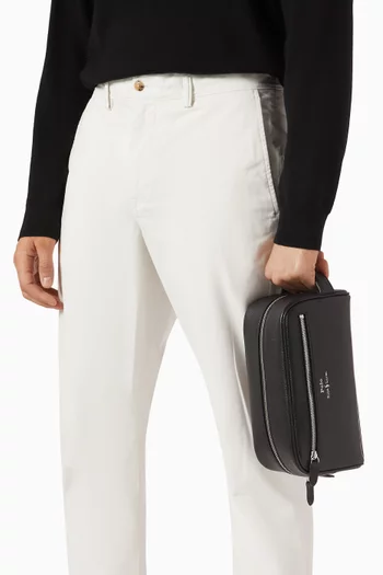 Logo Toiletry Bag in Leather
