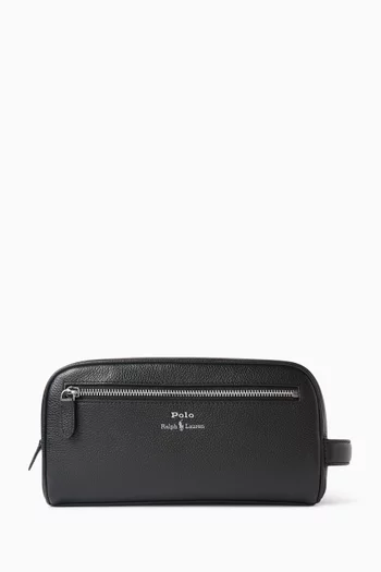 Logo Toiletry Bag in Leather