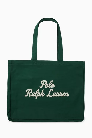 Embroidered East-west Tote Bag in Canvas