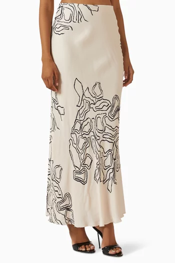 Printed Maxi Skirt in Cotton-blend