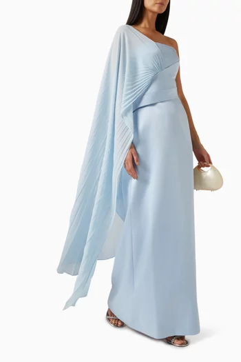 فستان سهرة درابيه بكتف مكشوف