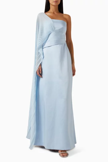 فستان سهرة درابيه بكتف مكشوف