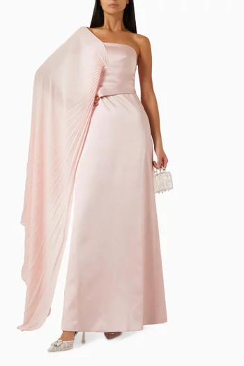 فستان سهرة درابيه بكتف مكشوف